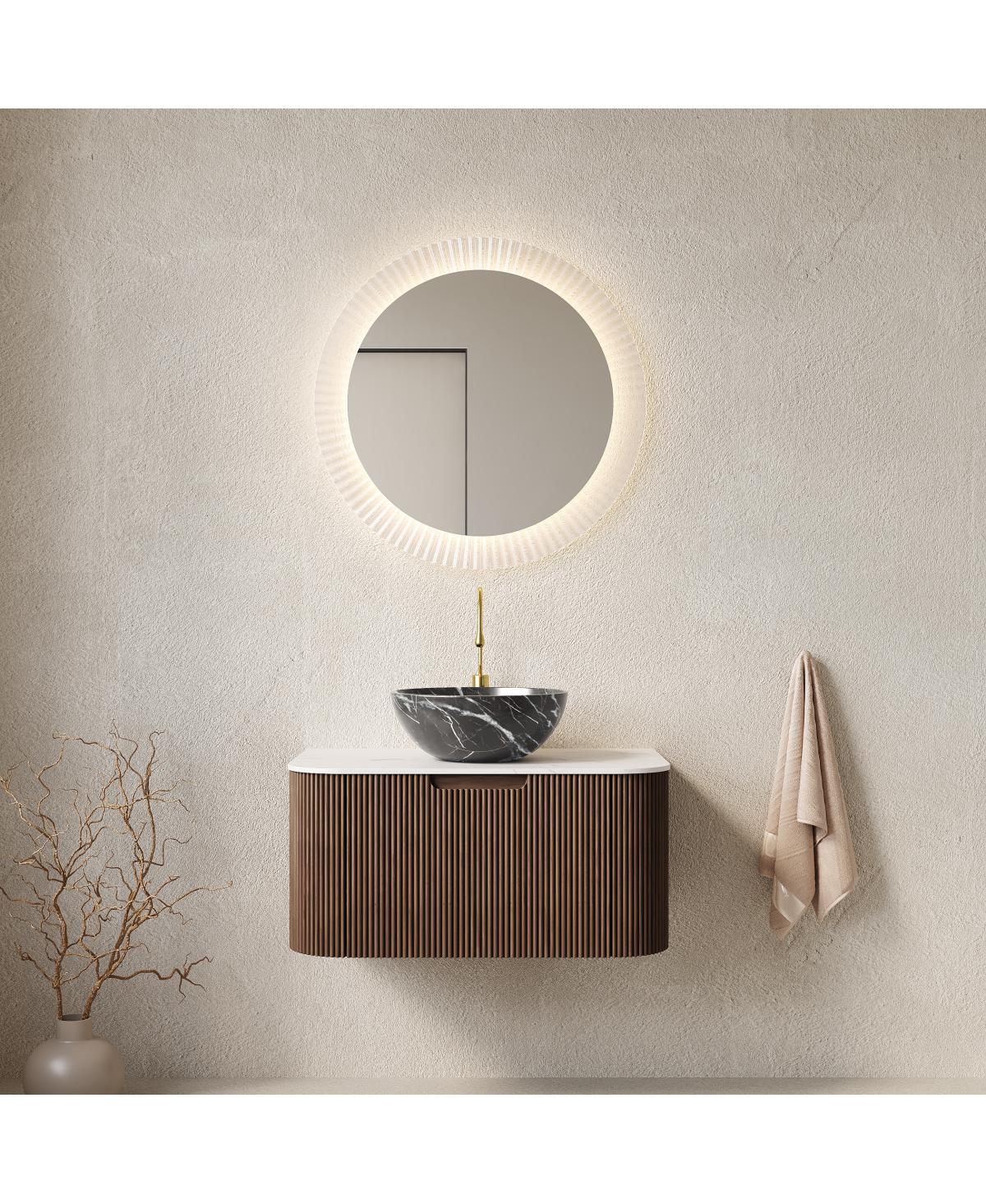 Sillysis Wall Mounted Bathroom Vanity with Artificial Marble Top, Ceramic Basin, Soft Close Drawer