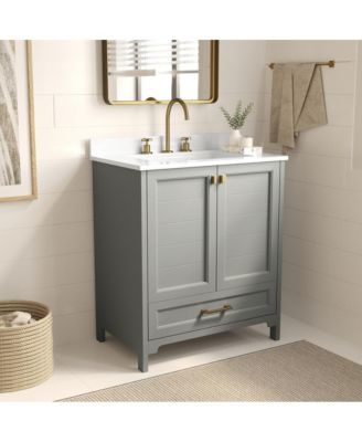 Argos Single Sink Bathroom Vanity with Undermount Basin, Soft-Close Cabinet, Easy-Glide Drawer, and Carrara Marble Finish Countertop