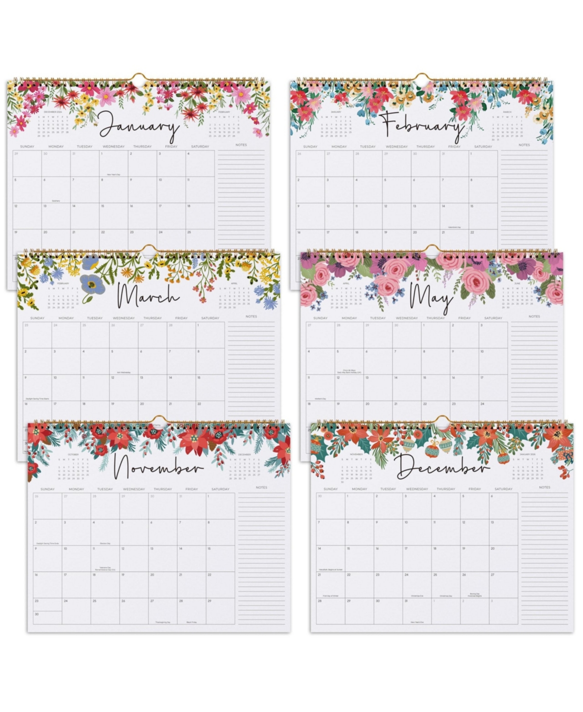 Gnuadz 2026-2027 Wall Calendar 18 Month Floral Hanging Hook