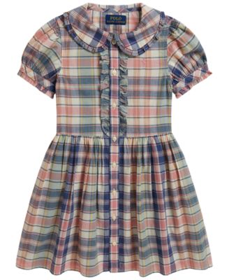 Girls' 2T-6X Plaid Short-Sleeve Shirt Dress