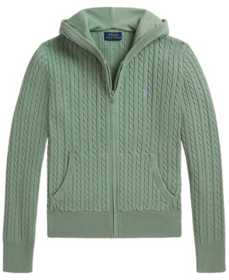 Girls' 7-16 Mini-Cable Full-Zip Sweater
