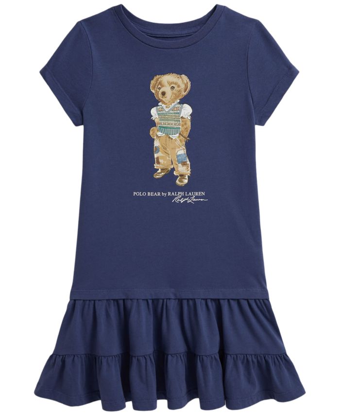 Polo Ralph Lauren Girls' 2T-6X Polo Bear Tiered Short-Sleeve Jersey Dress