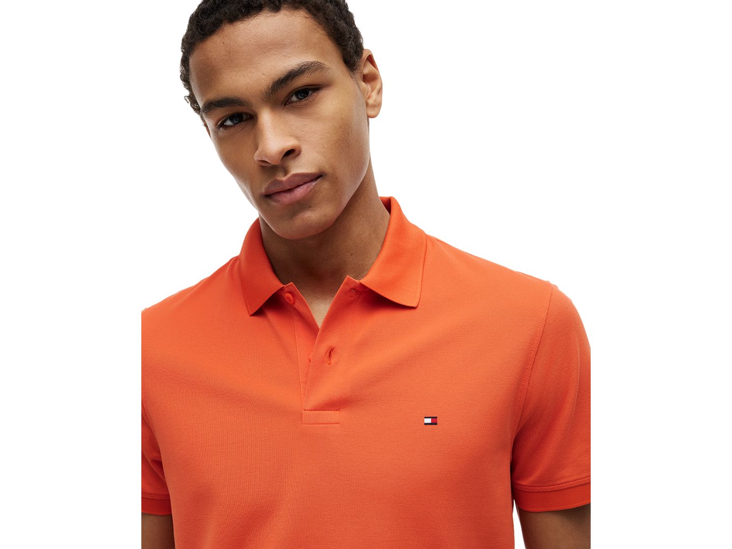 Мужское поло Tommy Hilfiger Regular-Fit Performance Stretch Pique Polo Shirt, цвет: Яркий оранжевый — фото 3