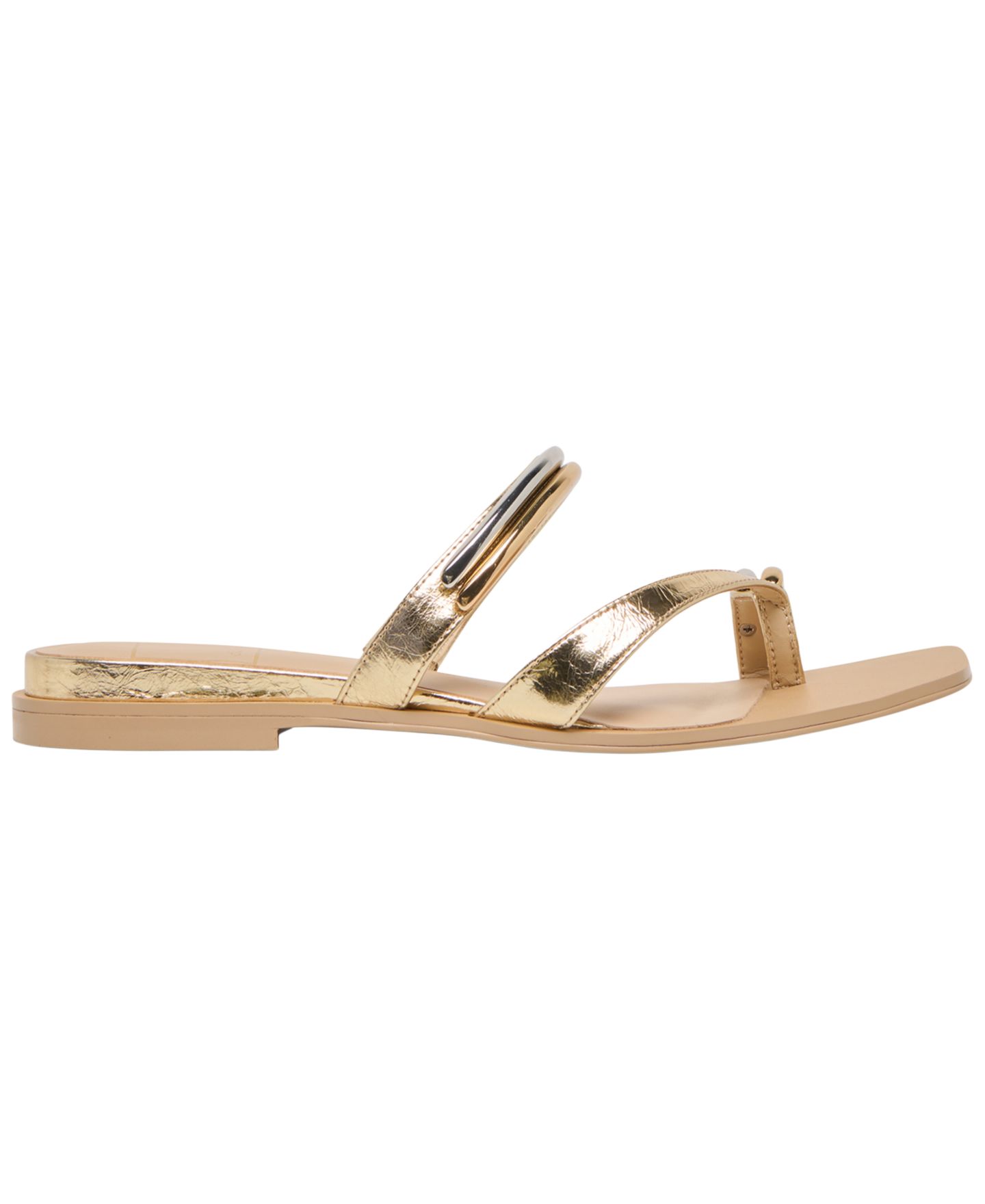 Женские сандалии Dolce Vita Tarina Square Toe Embellished Flat, цвет: Золотой кожаный — фото 2