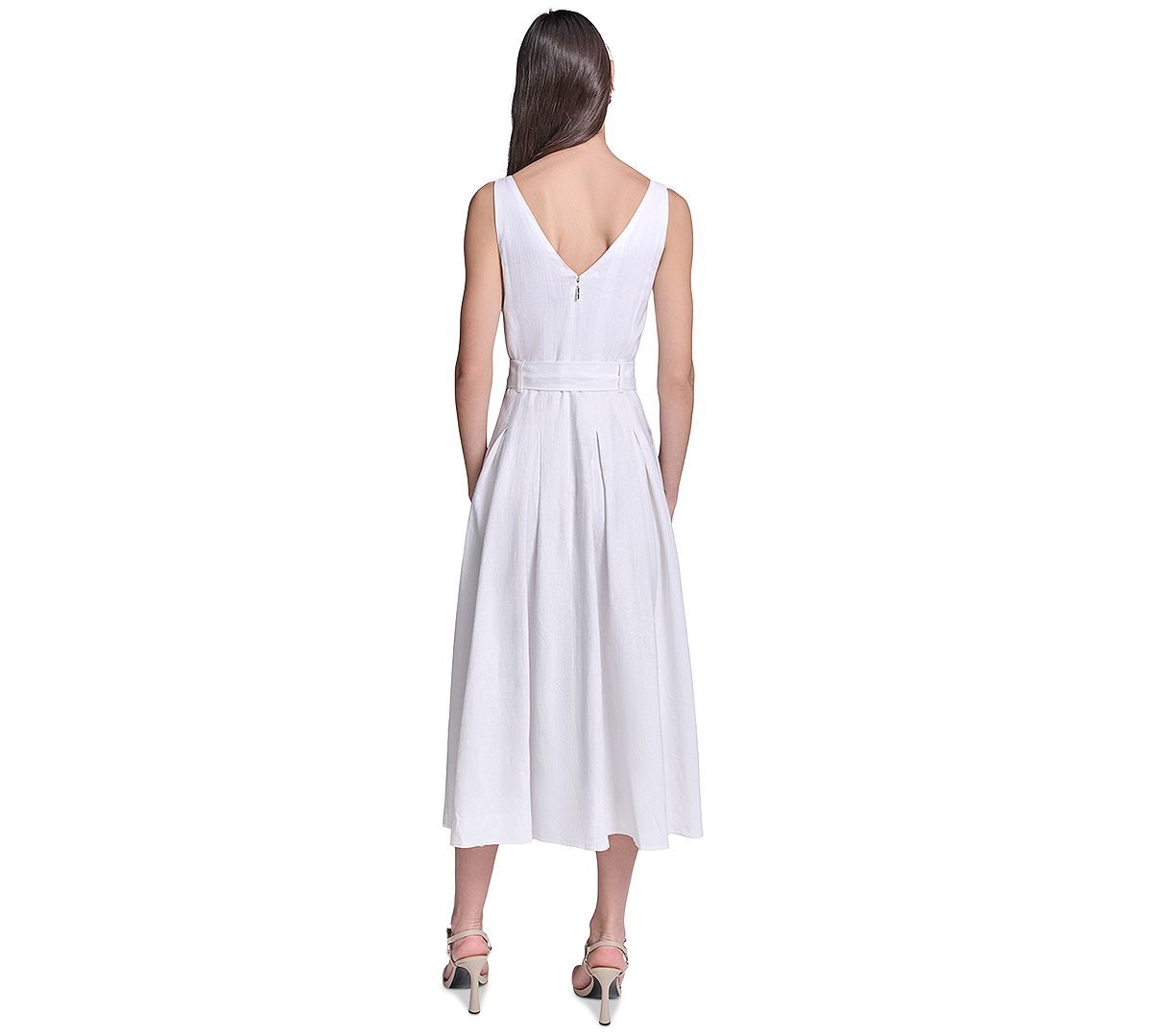 KARL LAGERFELD PARIS Women's Square Neck Fit & Flare Midi Dress view 4 — MAYCSS fashion products