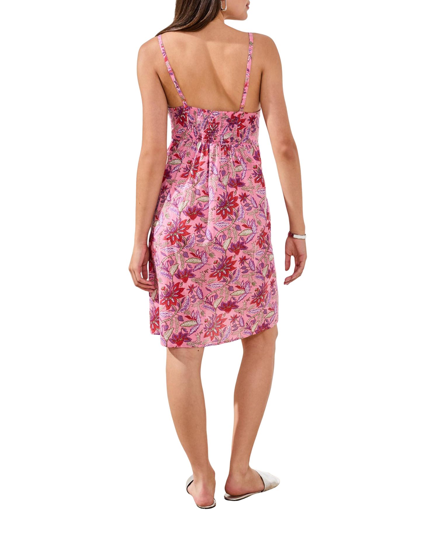 Women's Printed Popover Dress with Back Smocking