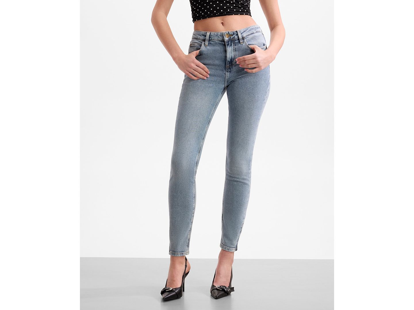 Женские джинсы GUESS Marilyn 3 Zip-Up Skinny-Fit, цвет: Синий — фото 1