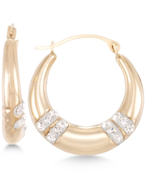 image of Crystal Embellished Hoop Earrings in 10k Gold