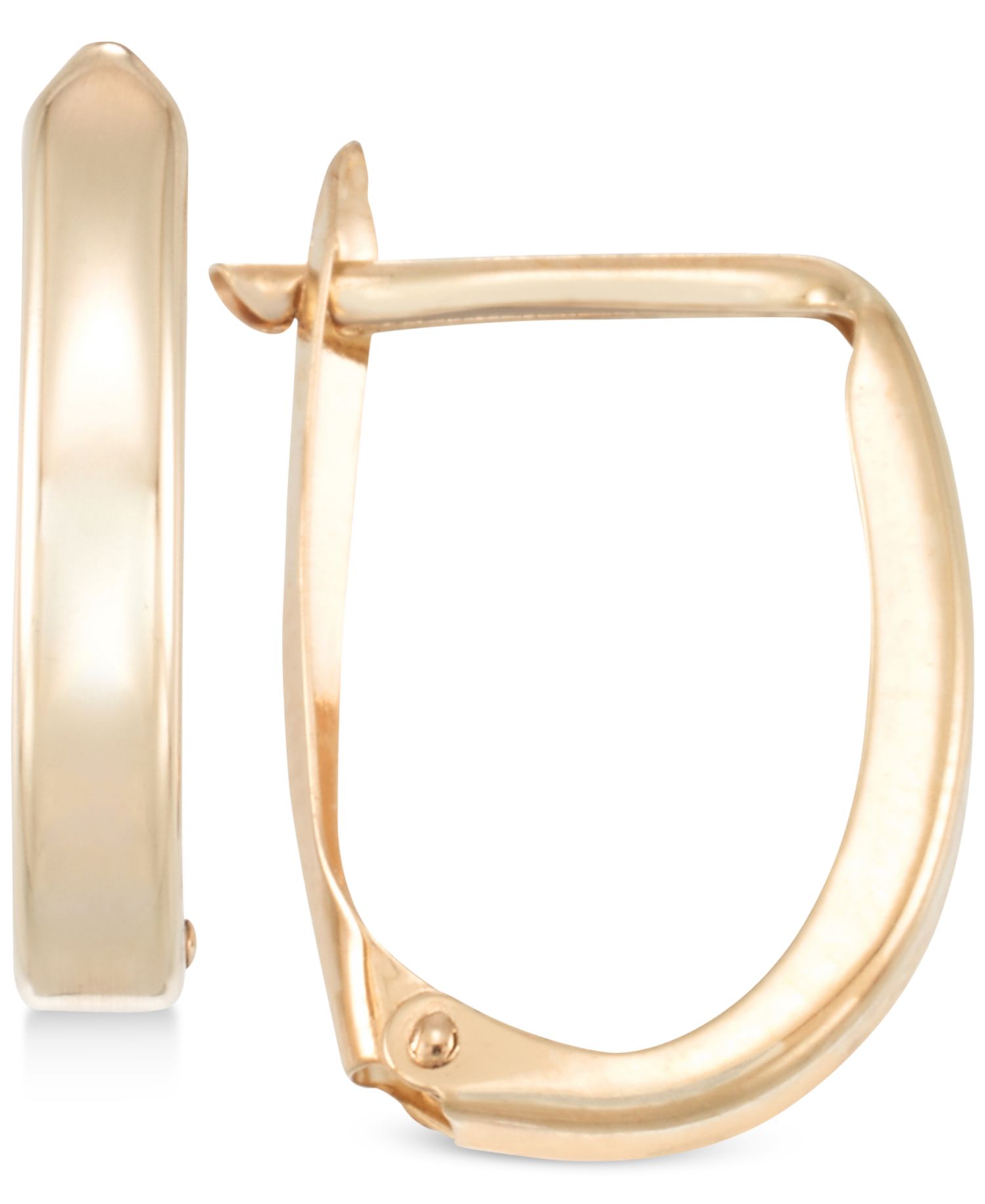 Polished U-Hoop Earrings in 10k Gold