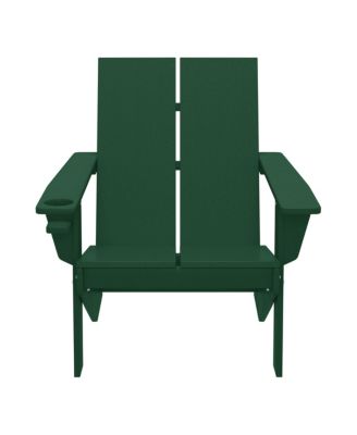 Outdoor HDPE Modern Adirondack Chair with Cup Holder