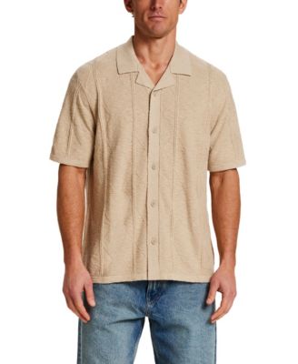 Men's Short-Sleeve Vertical Diamond Slub Shirt