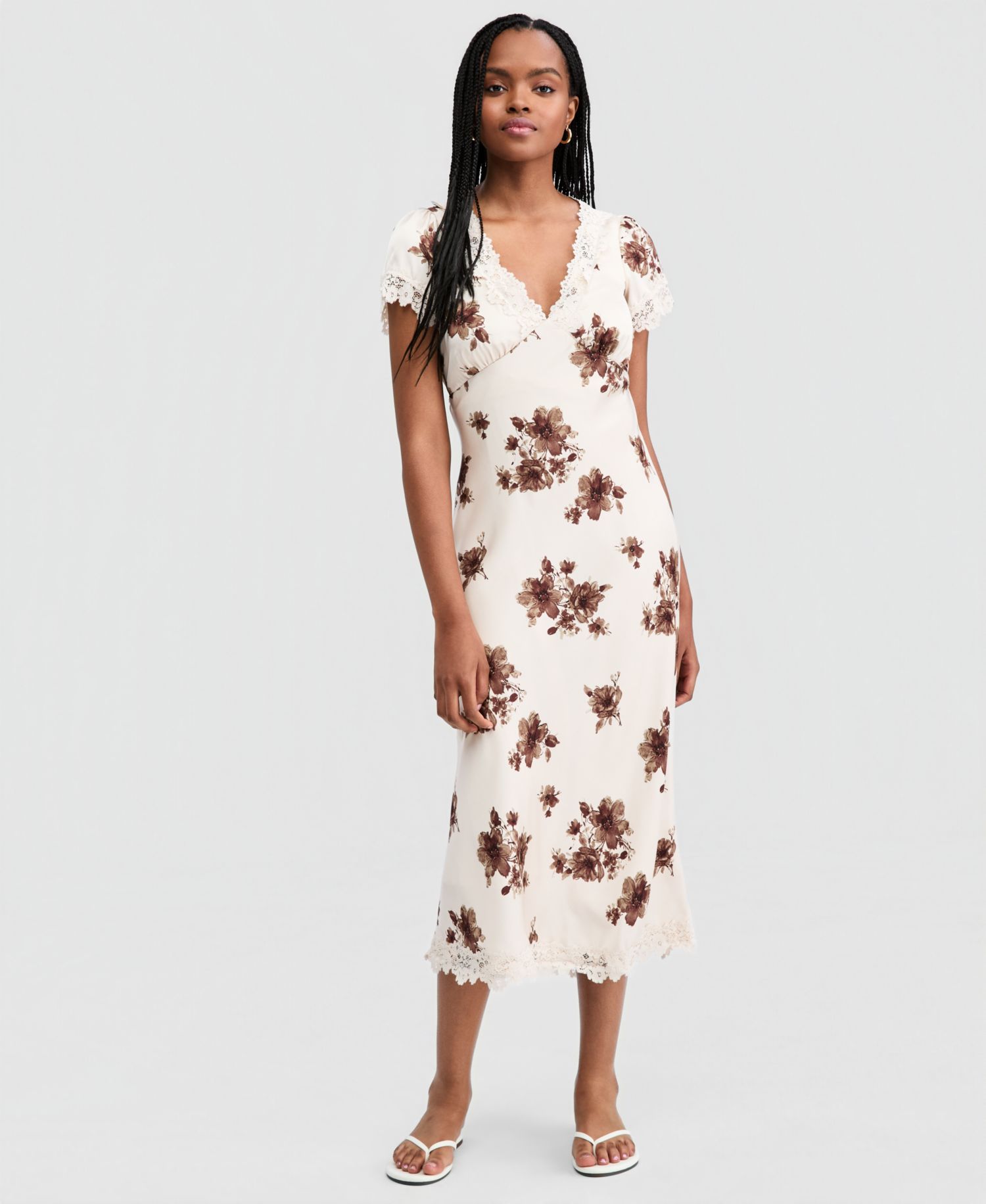 Women's Satin Lace Trim Dress