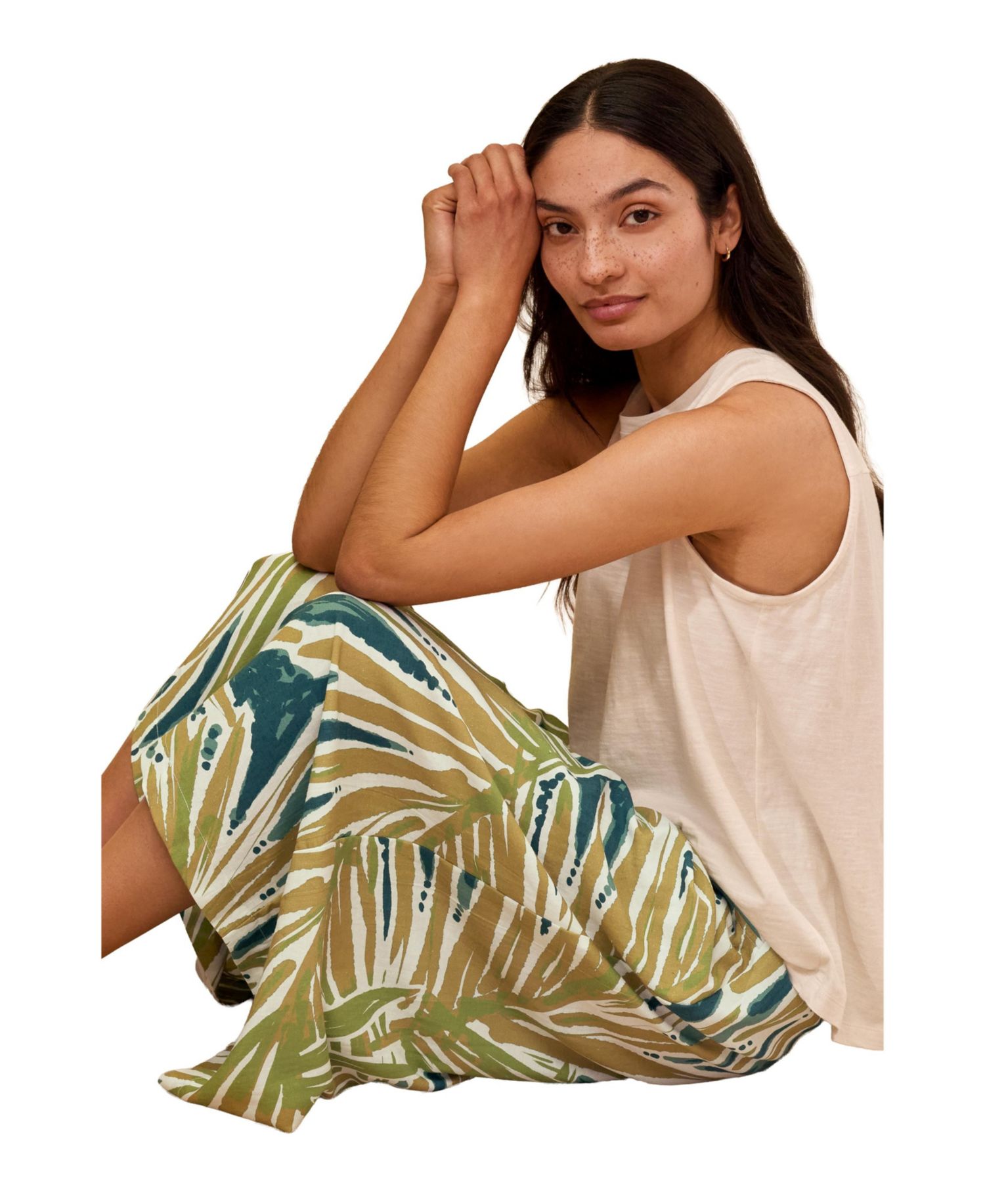 Women's Printed Midi Wide Leg Culottes