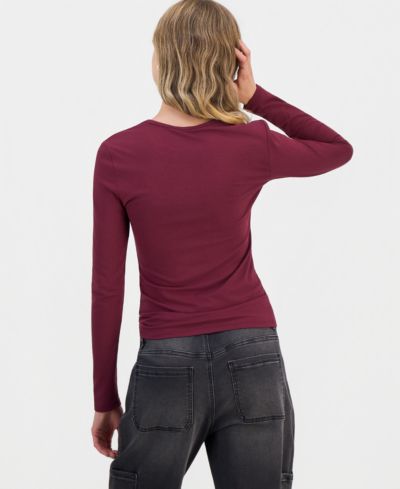 Sincerely Jules Juniors' Fitted Long-Sleeve Crewneck T-Shirt