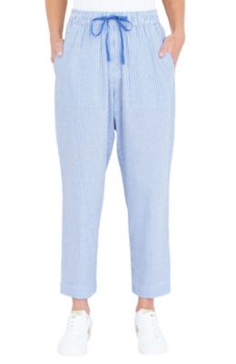 Women's Cotton Stripe Cropped Trousers