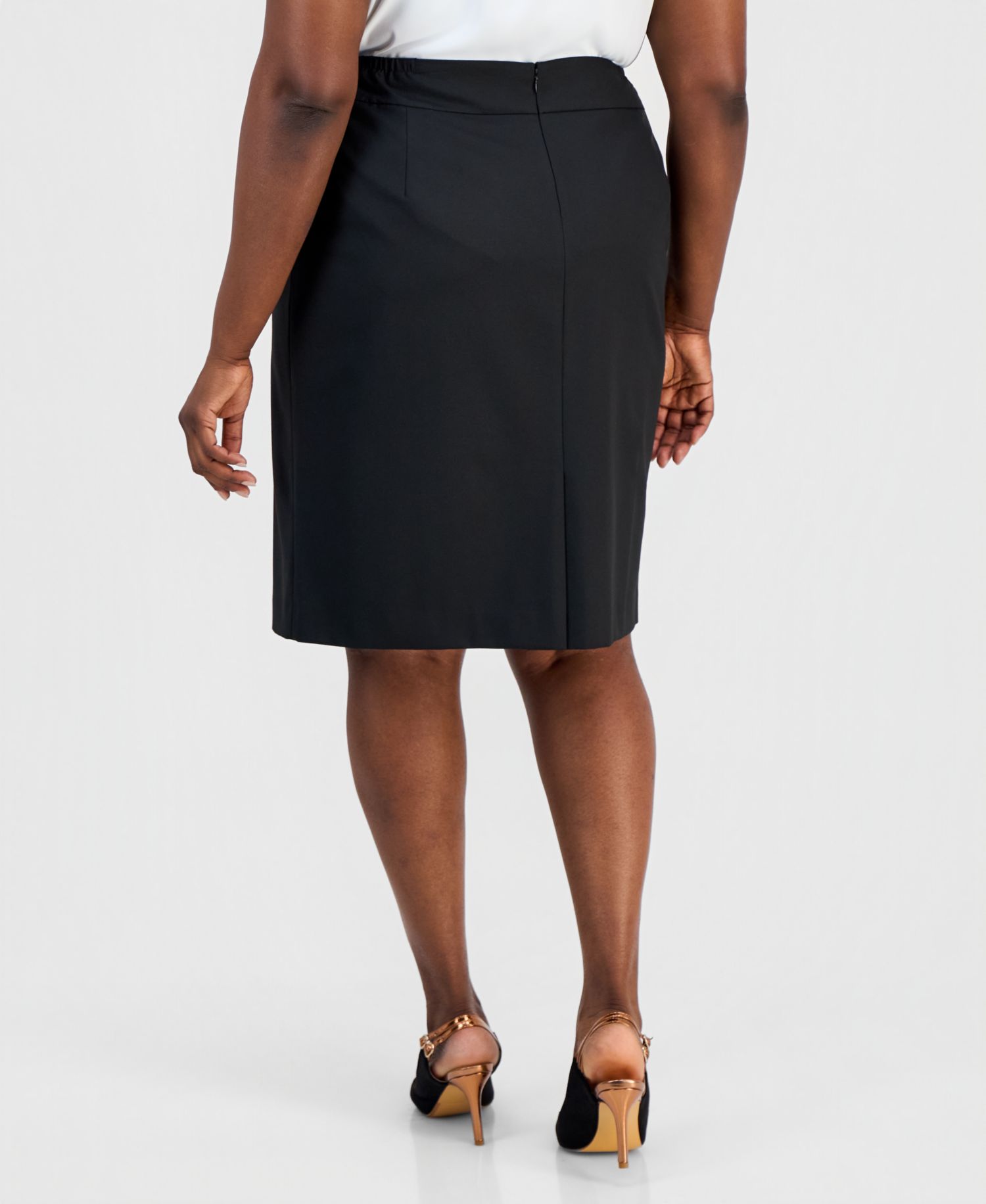 Plus Size Machine Washable Knee-Length Pencil Skirt