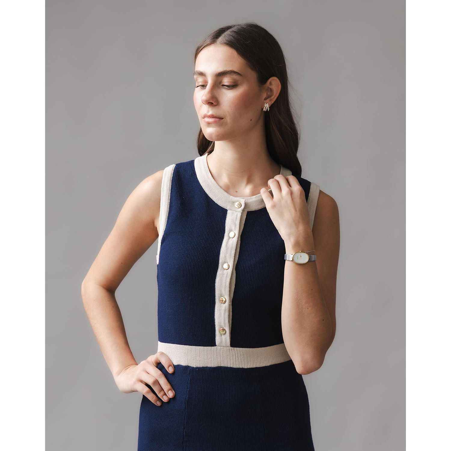 Women's Organic Sleeveless Button Front Sweater Dress