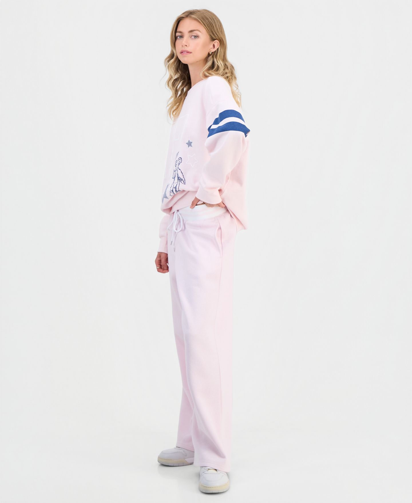 Женские брюки Madden Girl Juniors' Wide Fleece Contrast-Waist Sweatpants, цвет: Ballet Slipper — фото 4