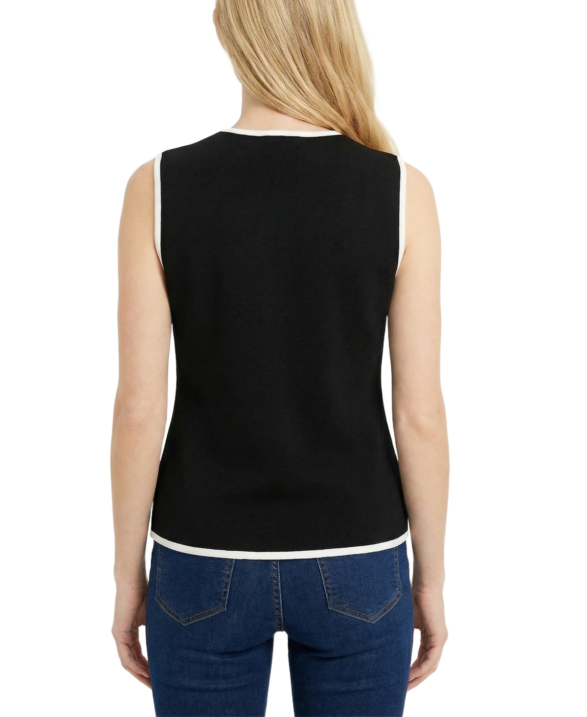 Ny Collection Women's Sleeveless Contrast-Edged Vest