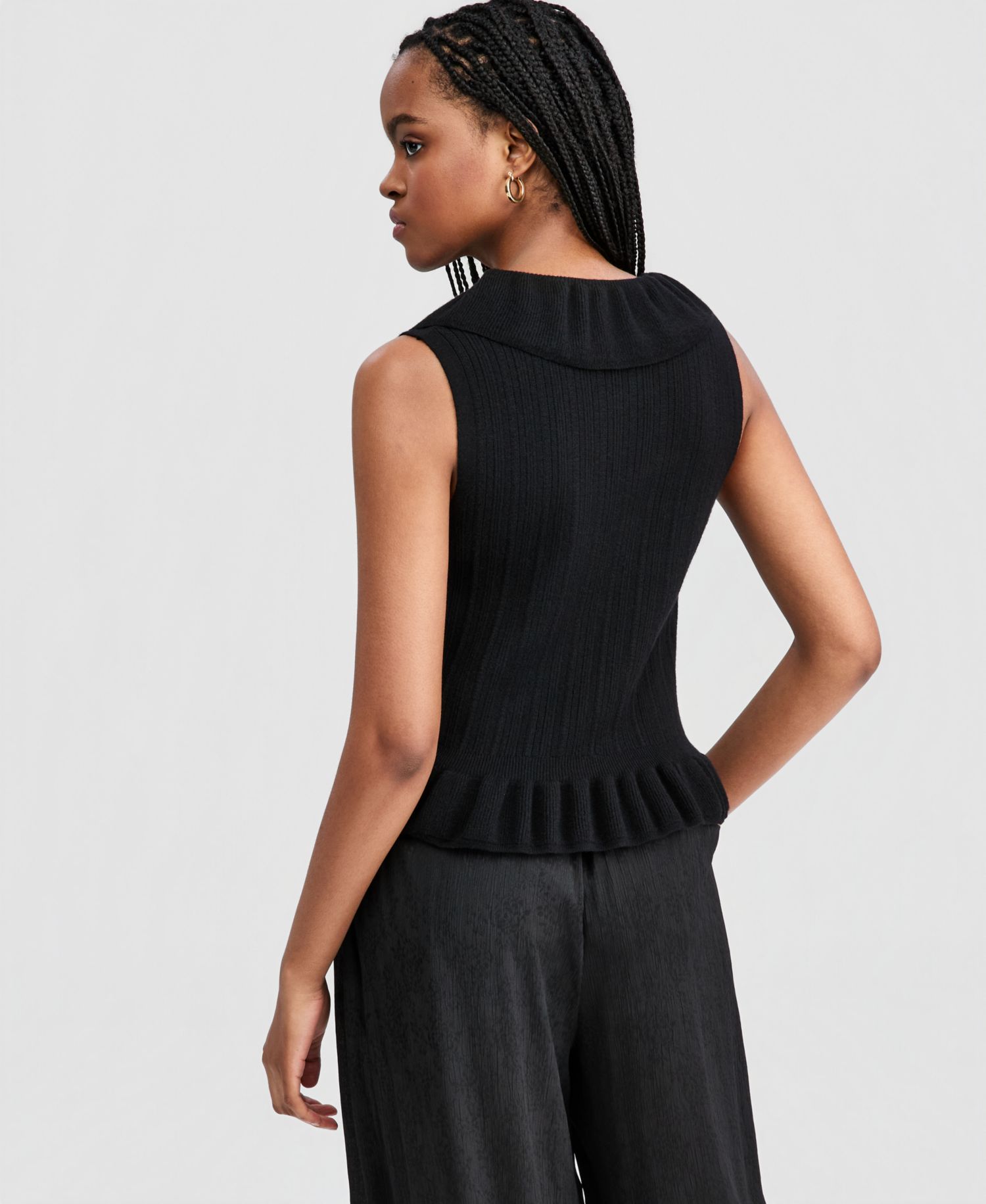 Women's Ruffled Tie-Front Top