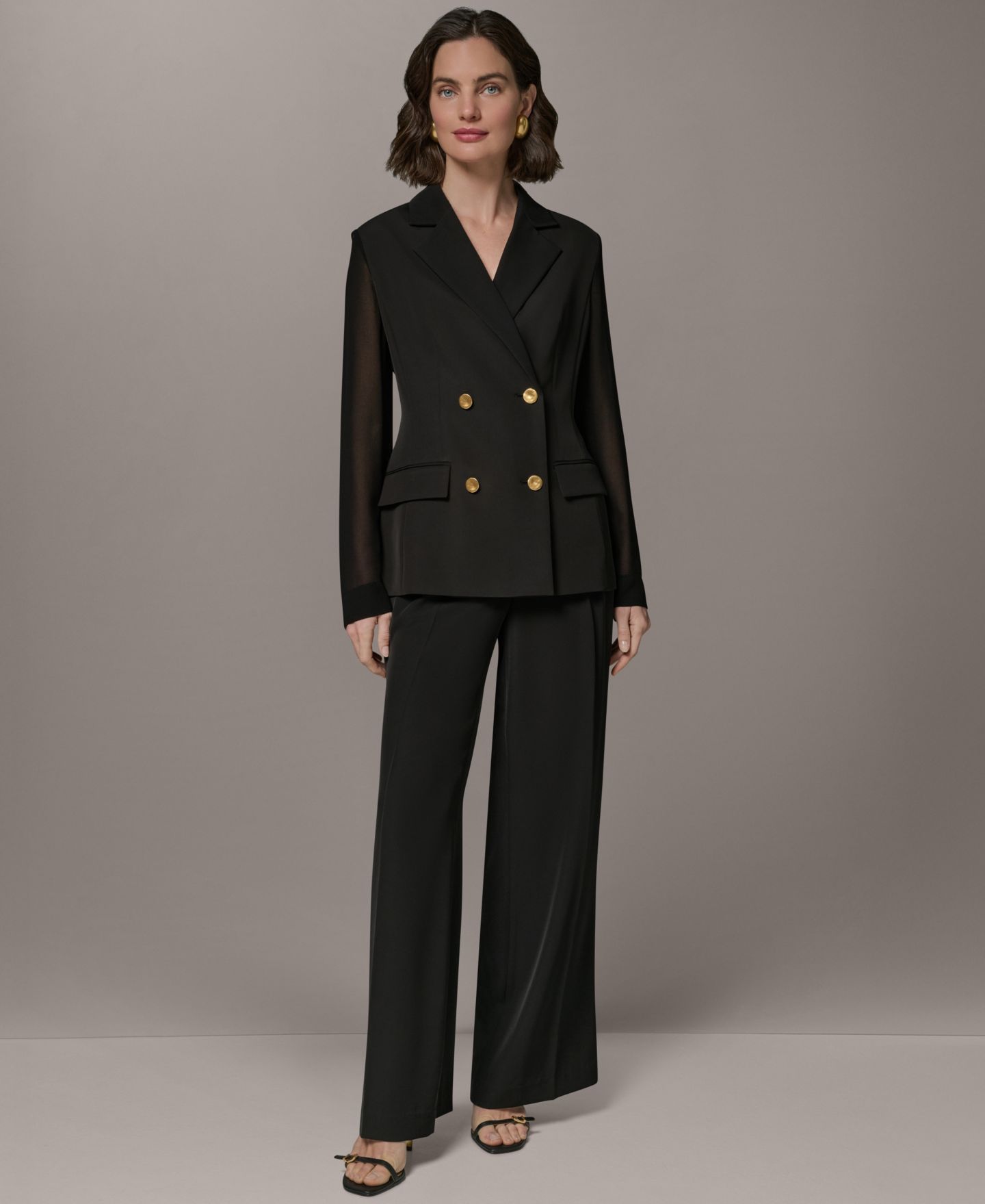 Женский пиджак Donna Karan New York Double Breasted Long-Sleeve Blazer, цвет: Чёрный — фото 7