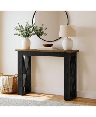 41.3" Console Table, Farmhouse Entryway Table with X-Frame Base, Narrow Sofa Table