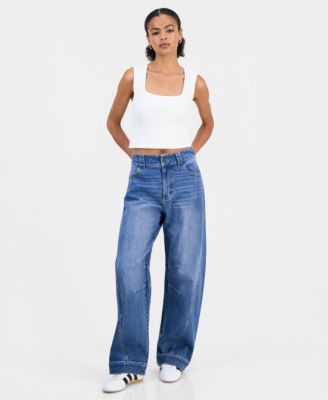 Juniors' Wide Barrel-Leg Jeans