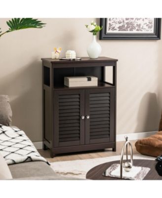 Wooden Freestanding Bathroom Storage Cabinet with Double Shutter Doors