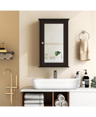 Bathroom Wall Cabinet with Single Mirror Door Storage Organizer