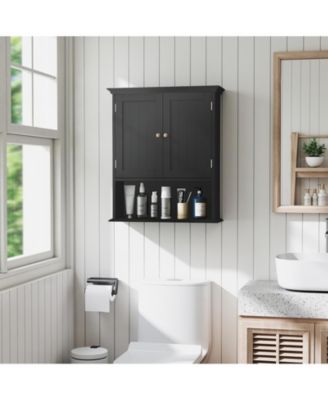 Wall Mount Bathroom Storage Cabinet with Doors and Shelves Organizer