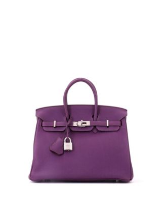 Birkin 25 Handbag Purple Togo with Palladium Hardware