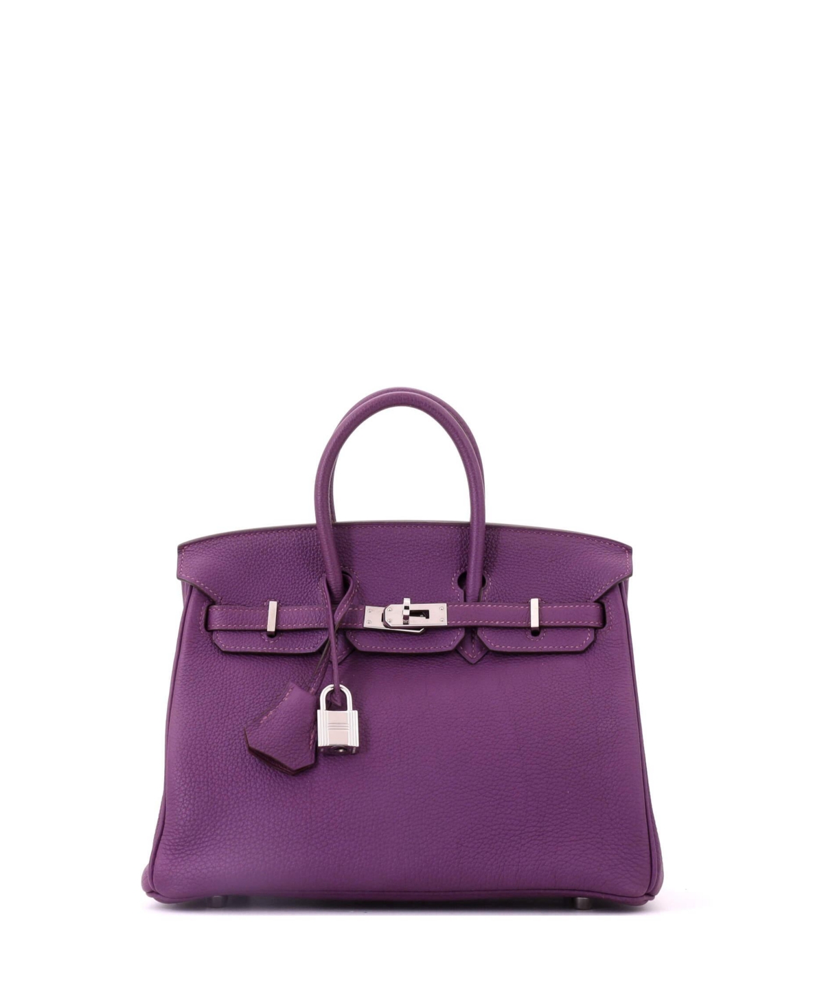 Pre-Owned HERMES Birkin 25 Handbag Purple Togo with Palladium Hardware - Purple