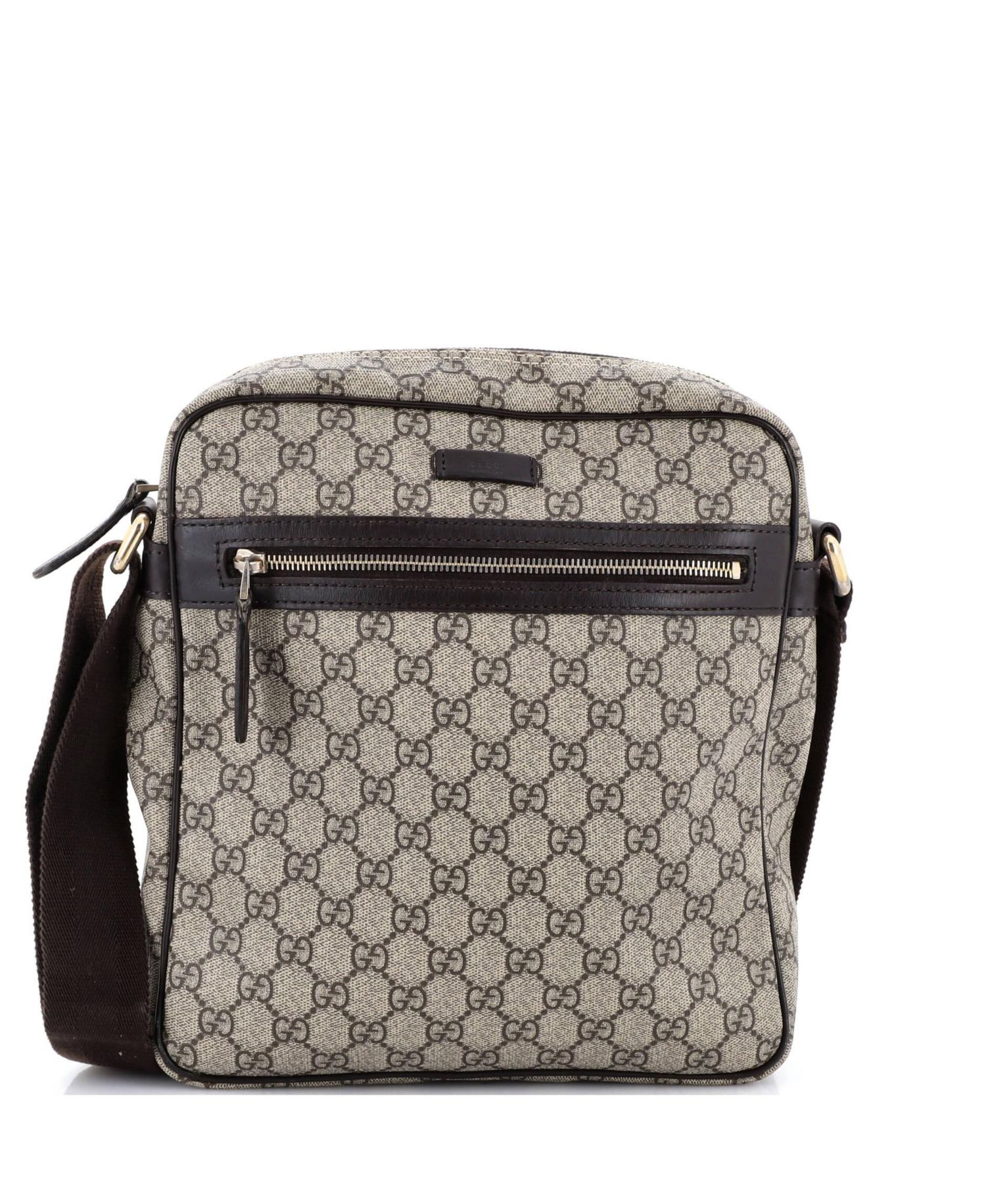Medium Front Zip Messenger GG Coated Canvas