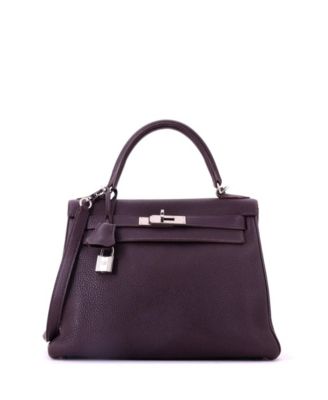Kelly 28 Handbag Purple Togo with Palladium Hardware