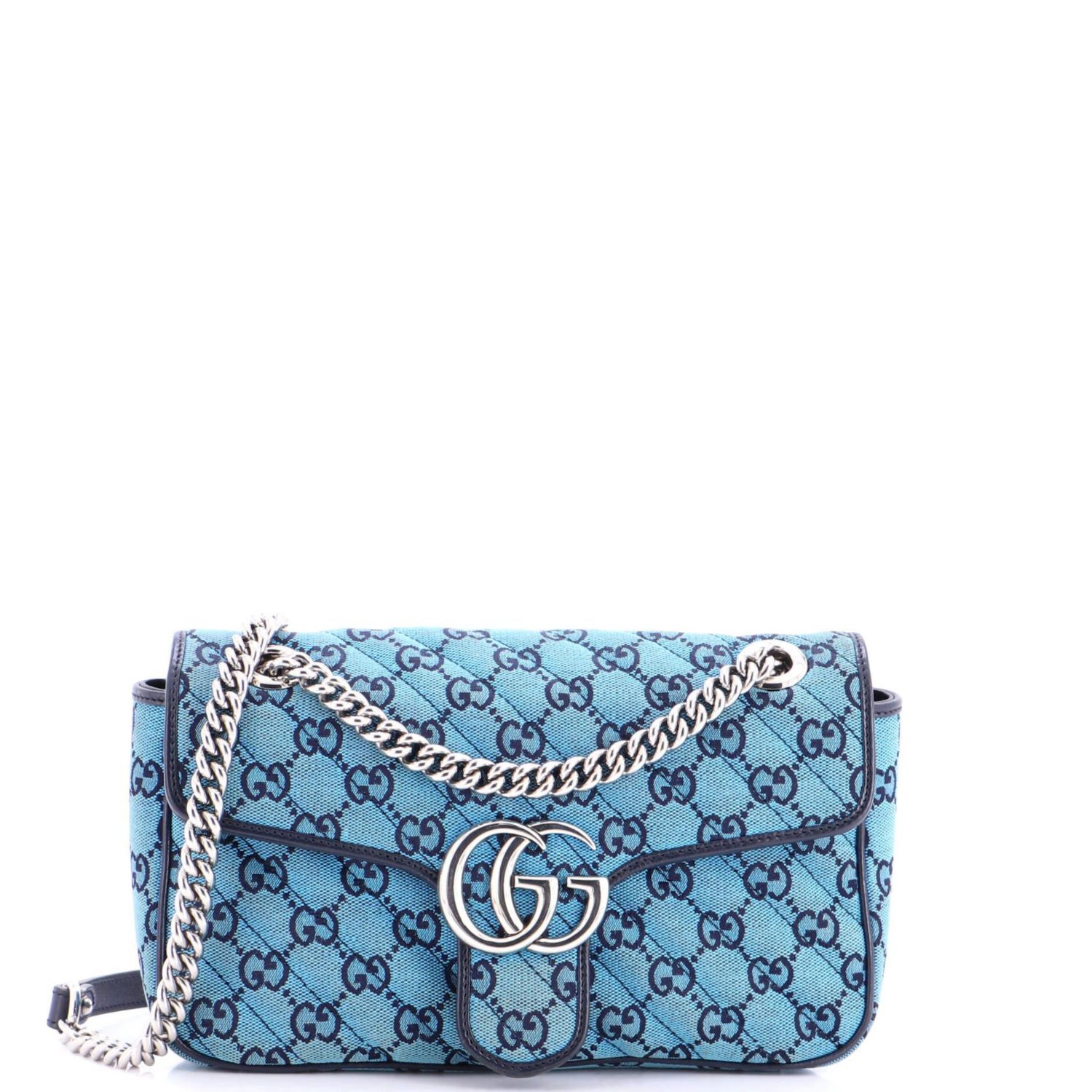 Small GG Marmont Flap Bag Diagonal Quilted GG Canvas with Leather