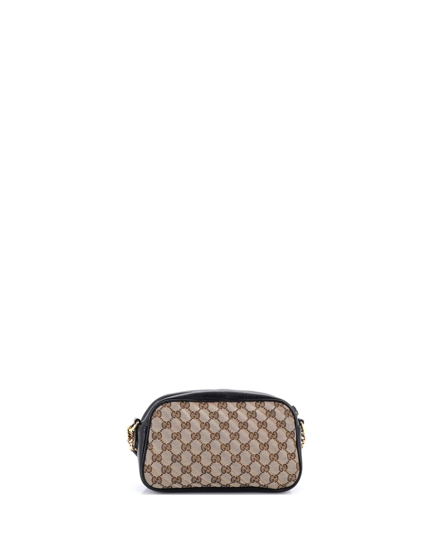 Small GG Marmont Shoulder Bag Diagonal Quilted GG Canvas with Leather