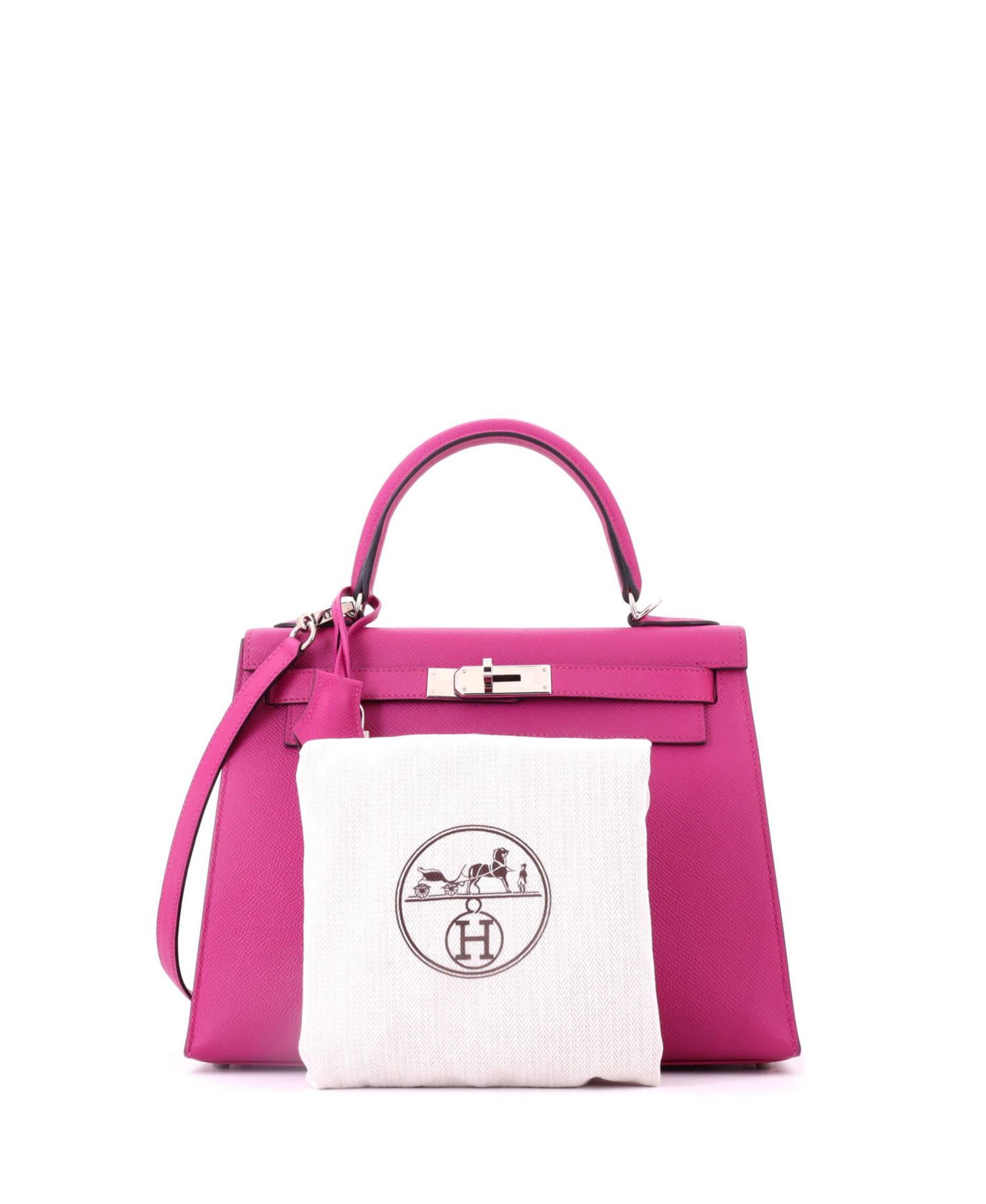 Kelly 28 Handbag Pink Epsom with Palladium Hardware