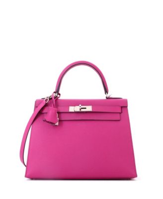 Kelly 28 Handbag Pink Epsom with Palladium Hardware