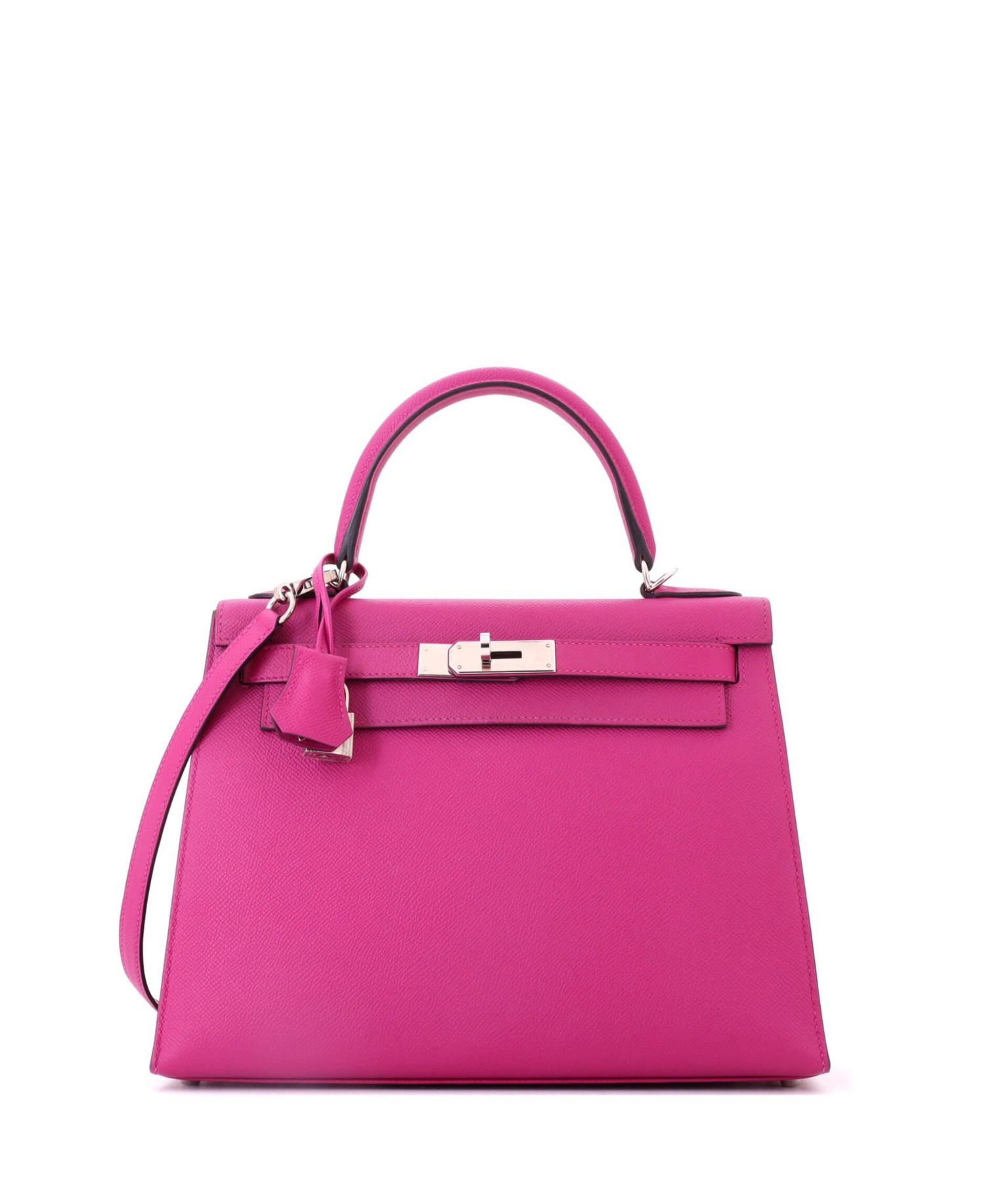 Kelly 28 Handbag Pink Epsom with Palladium Hardware