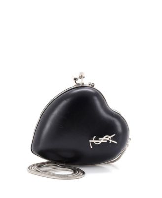 Small Love Heart Chain Box Clutch Leather