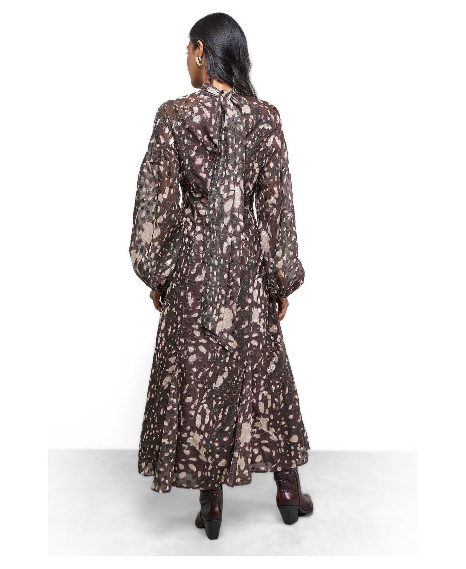 Women's Paisley Burnout Spot Godet Midi Dress