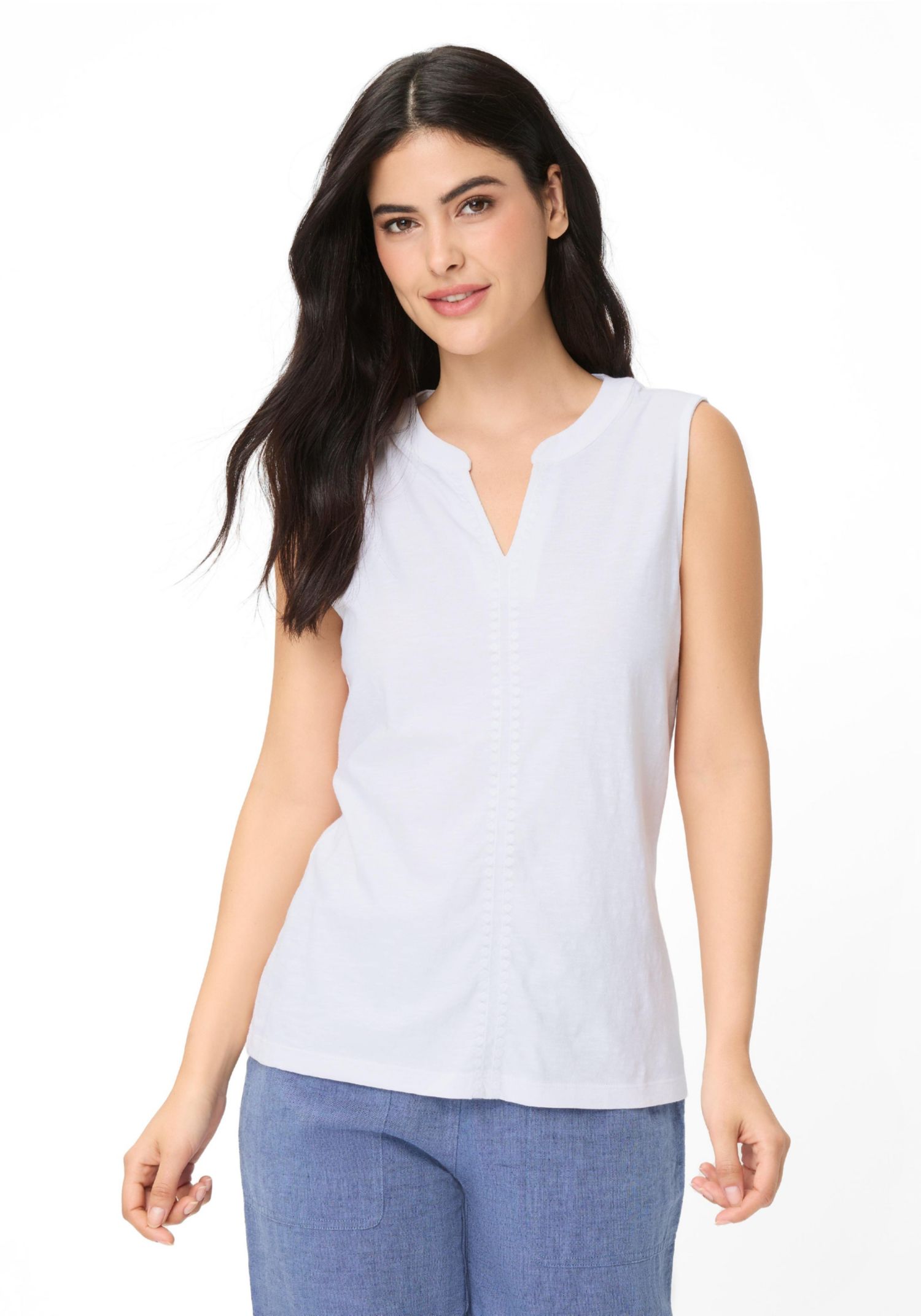 Women's Embroidered Sleeveless Shell