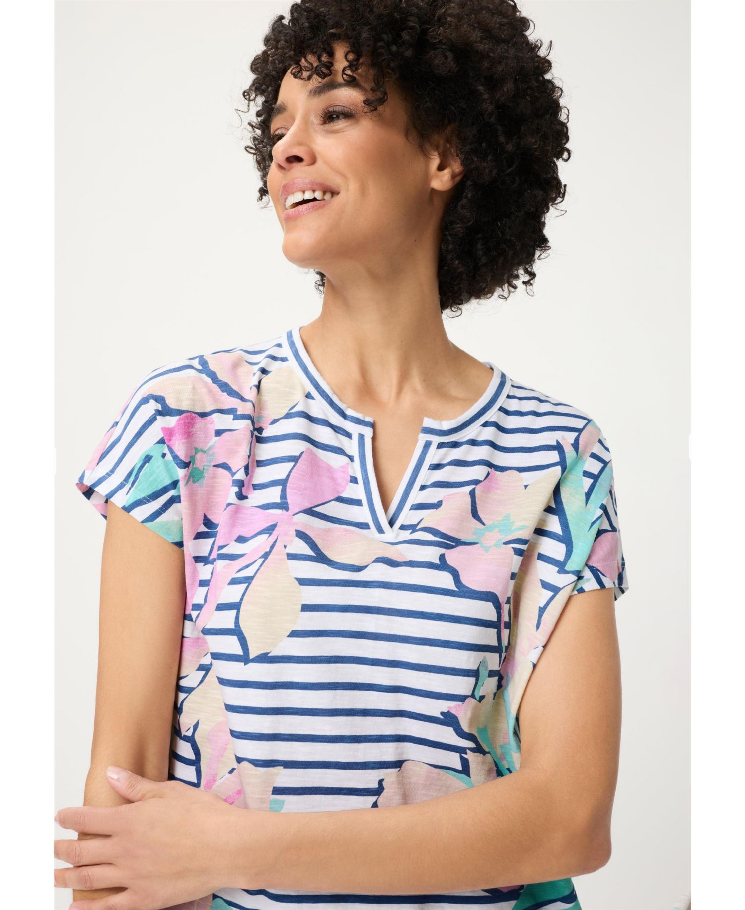 Women's Stripe and Floral T-Shirt