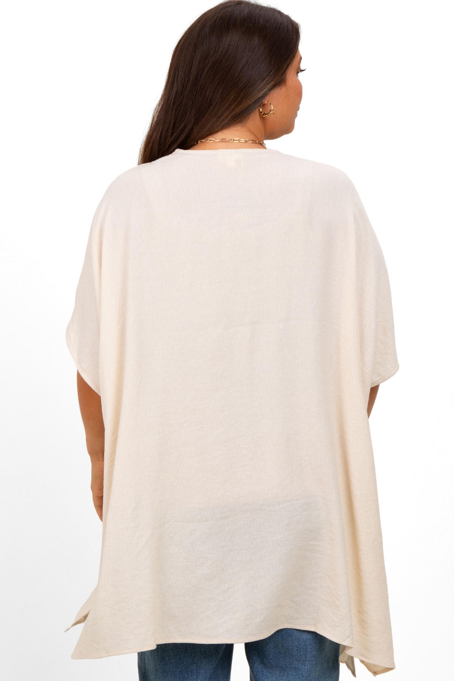 Women's Cream Crochet Trim Rustic Cover Up