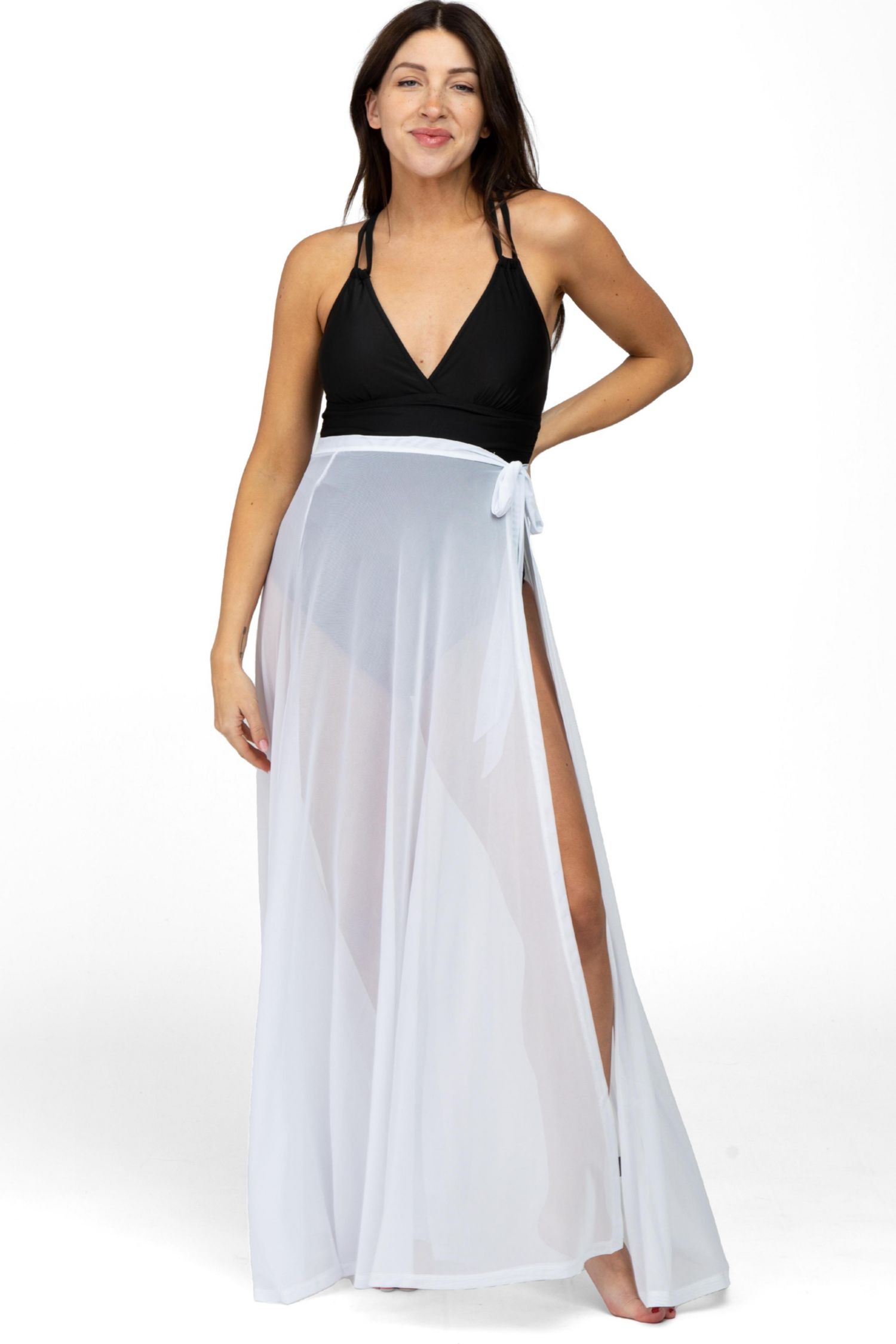 Women's White Mesh Wrap Cover Up