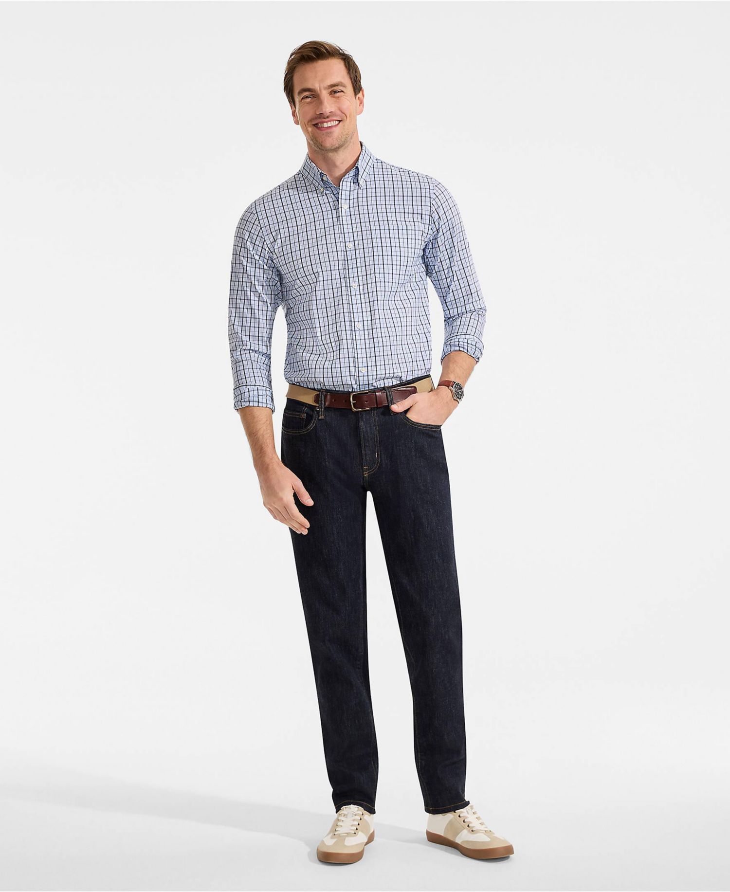 Men's Tailored Fit Pinpoint Buttondown Collar Dress Shirt