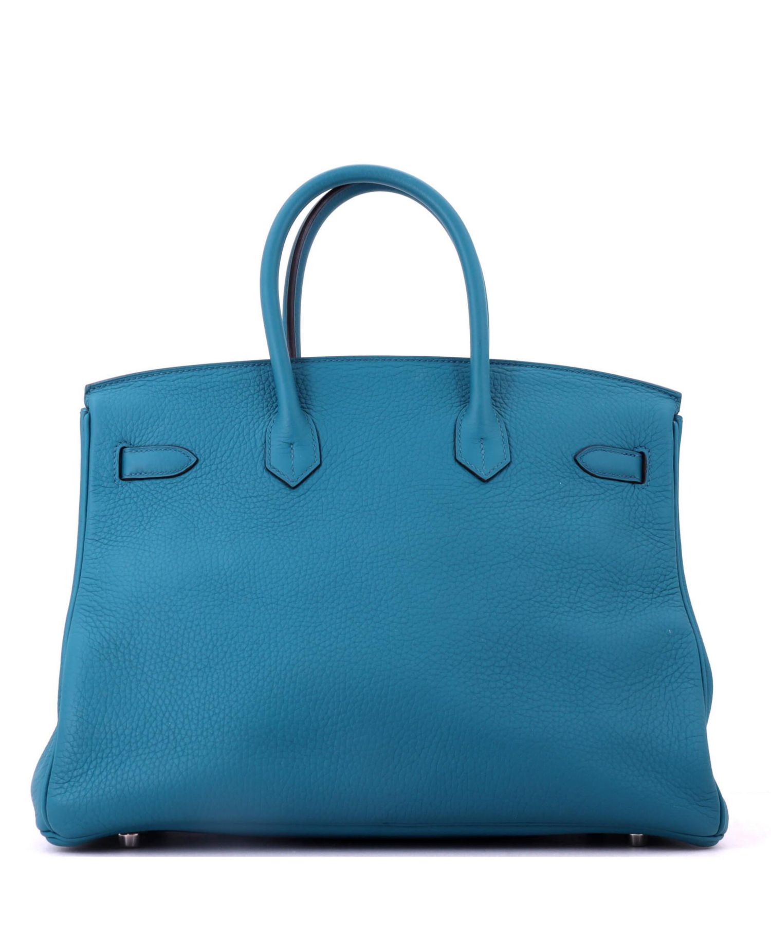 Birkin 35 Handbag Blue Clemence with Palladium Hardware