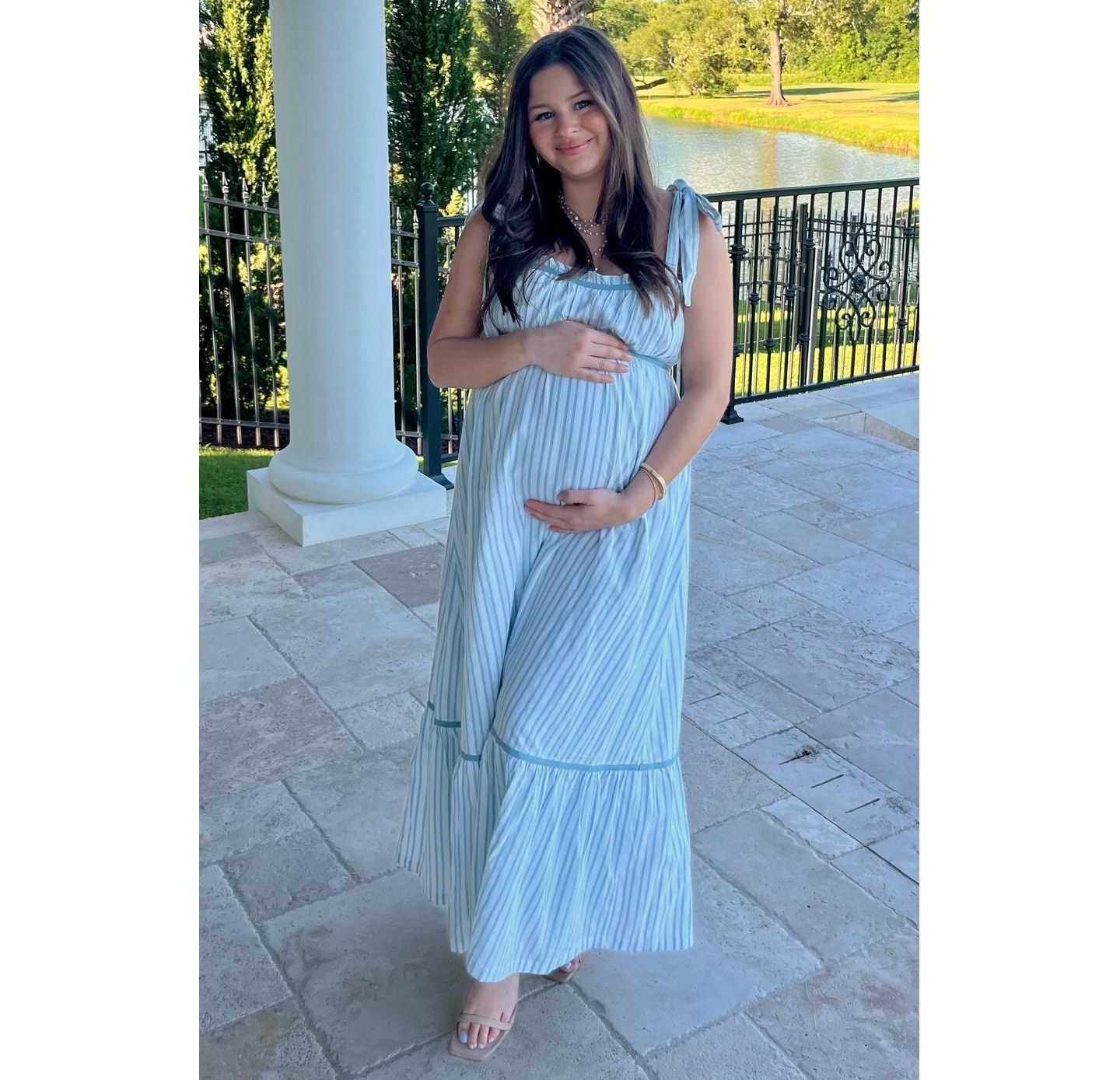 Женское платье Pinkblush Ivory Striped Bow-Tie Maxi, цвет: Слоновая кость — фото 2
