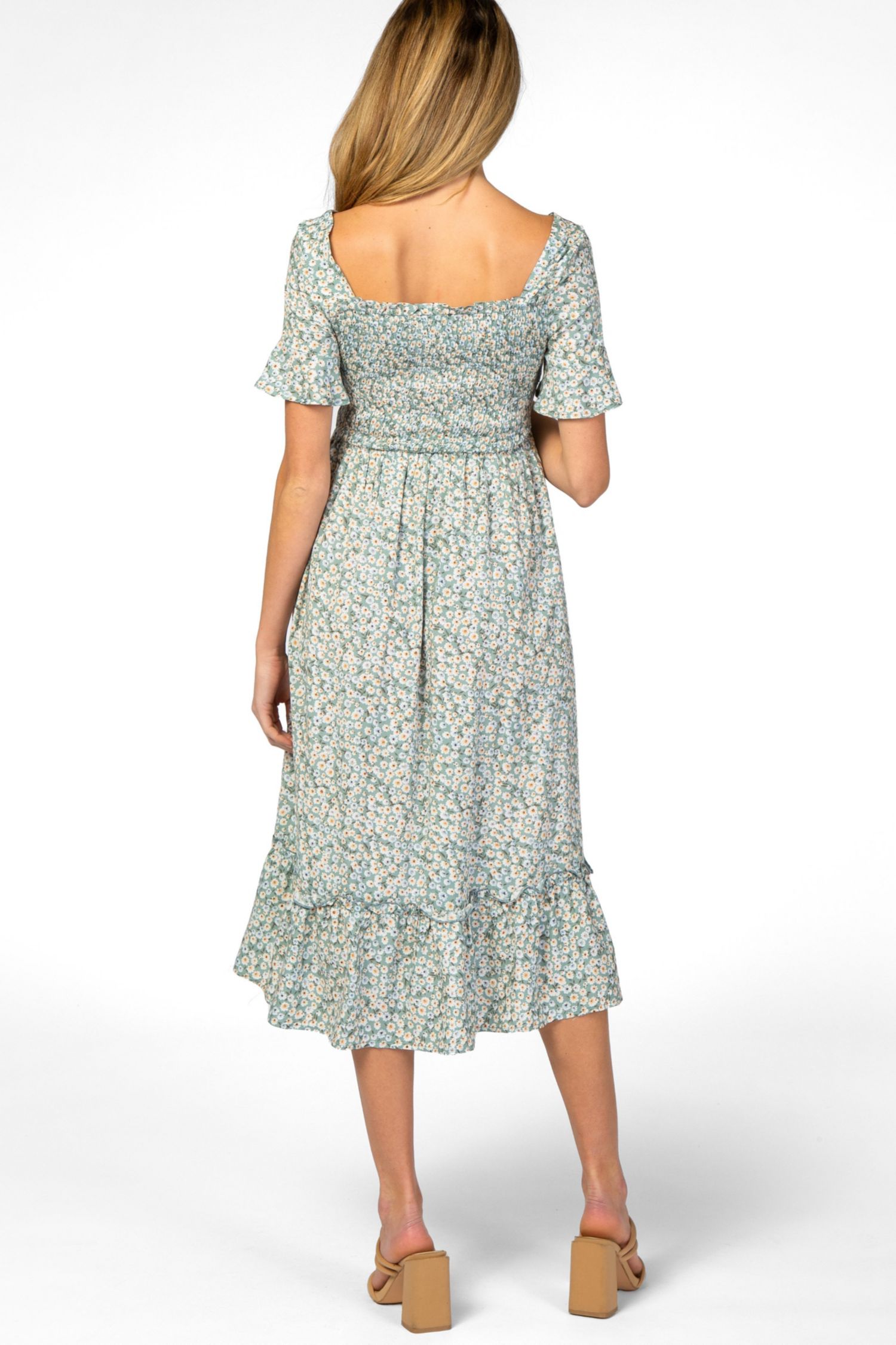 Women's Floral Ruffle Midi Dress