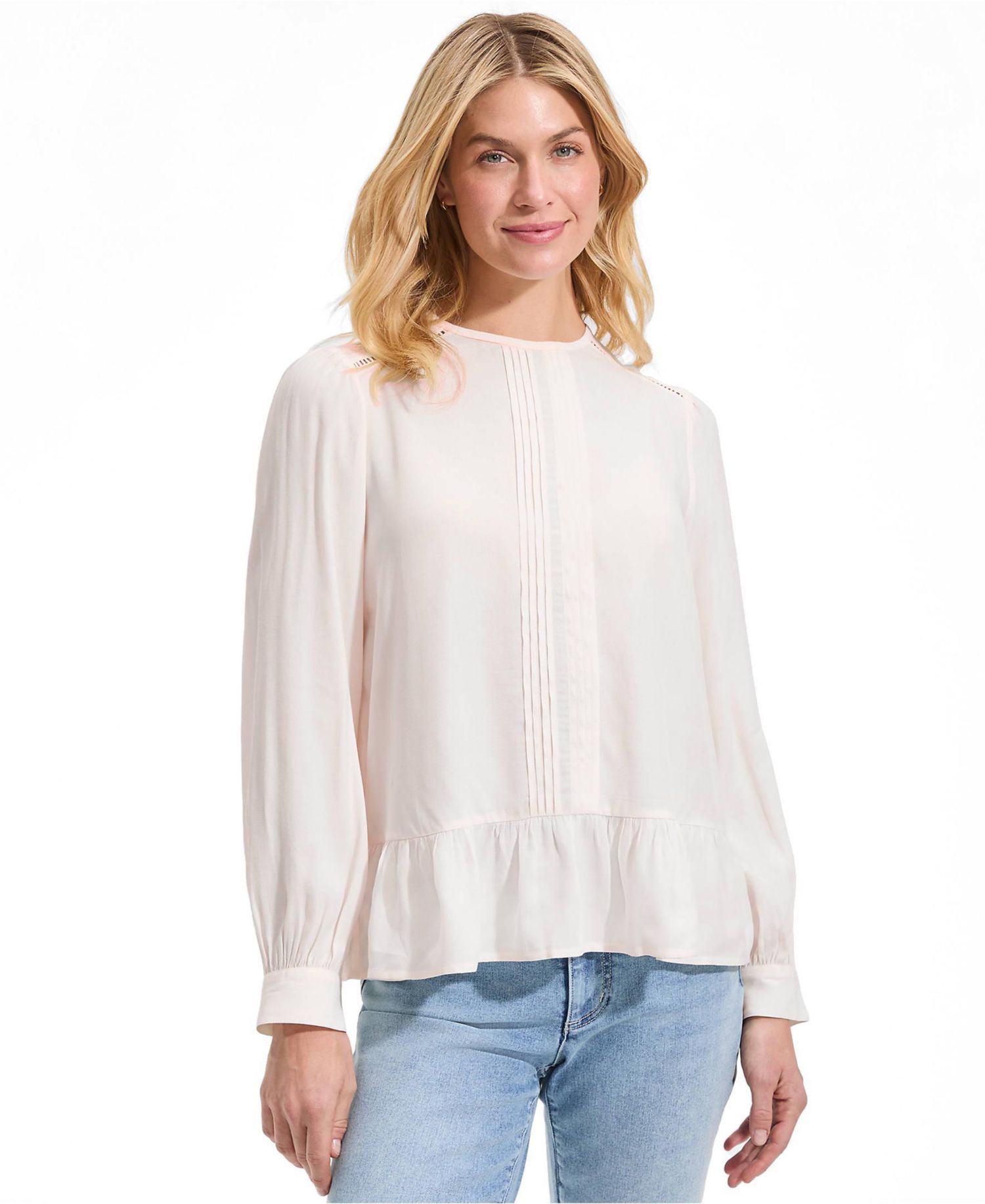 Women's Crepe Pintuck Peplum Top